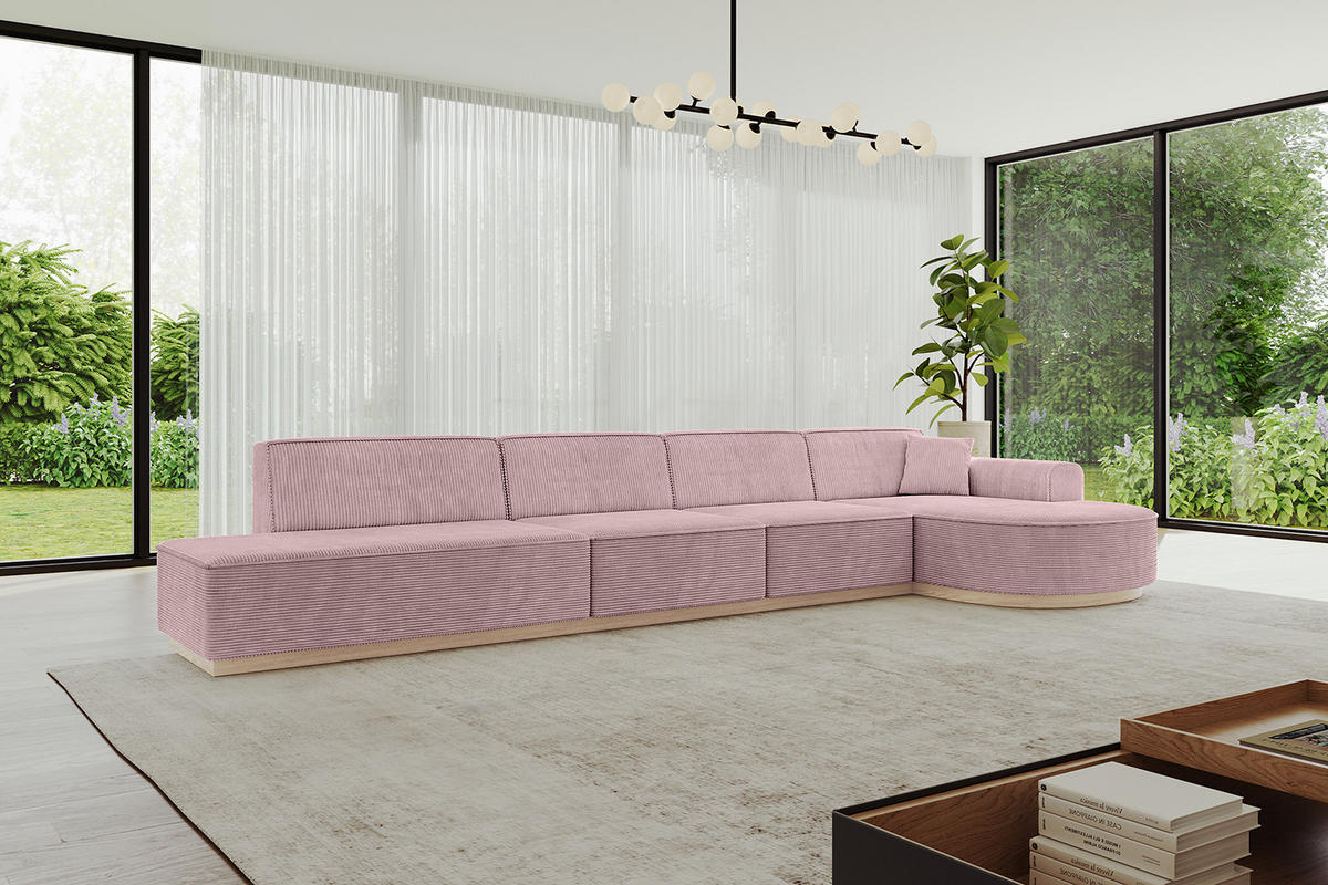 ECKSOFA Ottomane Rechts ARRIO-L3 - 413x171x83 cm Rosa - Rosa, Holzwerkstoff/Textil (413/171cm) - ALTDECOR