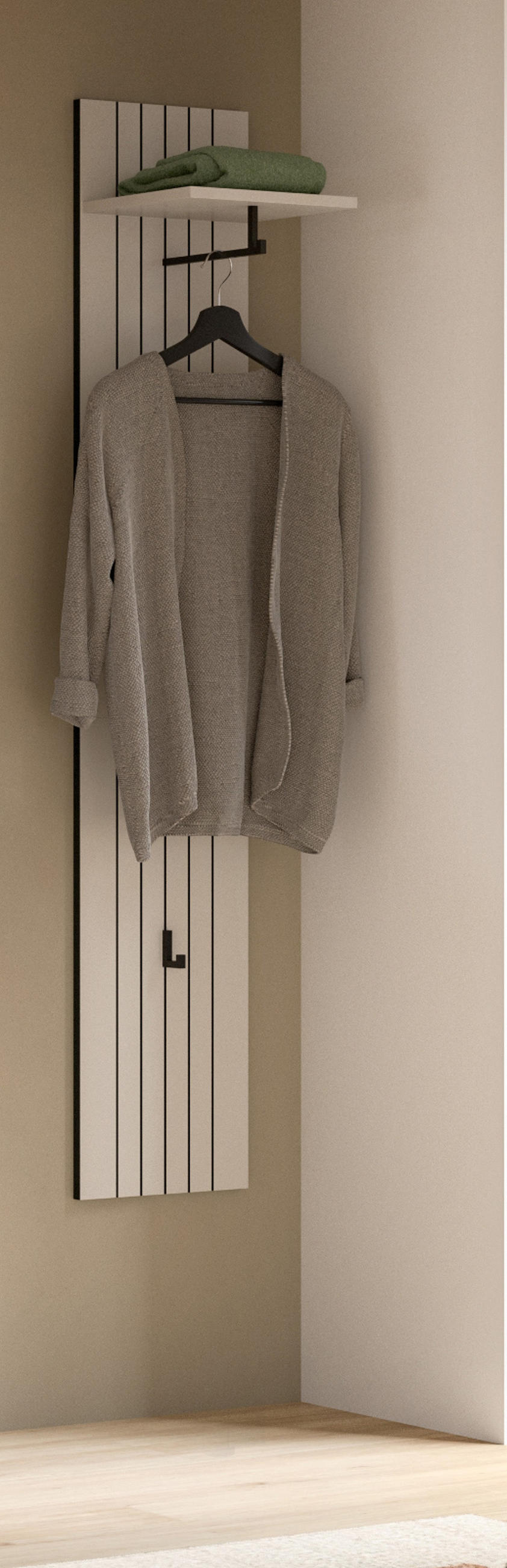 GARDEROBENPANEEL Kaschmir 31 x 160 cm, Flurgarderobe mit Kleiderstange - Kaschmir, Holzwerkstoff/Metall (31/160/27cm) - Inn.Furn