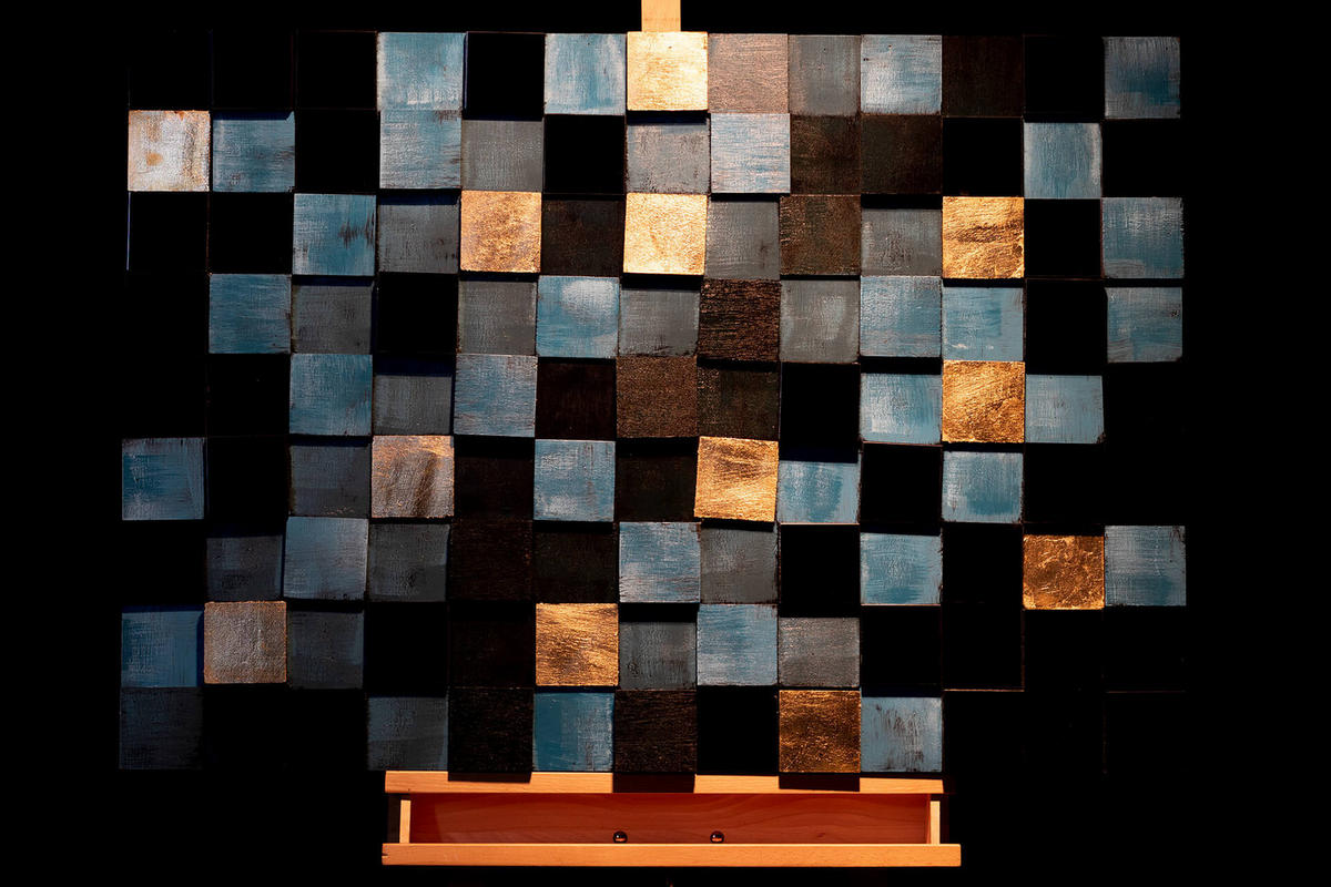 HOLZBILD Blau 100/70 cm - Blau, Holz/Kunststoff (9/70cm) - KUNSTLOFT