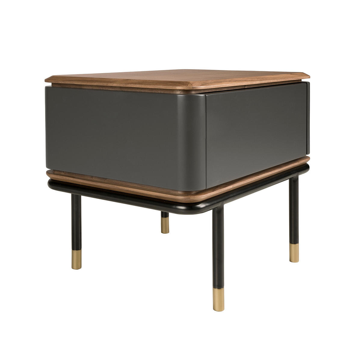 NACHTSCHRANK Rechteckig Dunkelgrau Walnuss Gold 60/45/50 - Dunkelgrau, Holzwerkstoff (60/50/45cm) - ANGEL CERDA