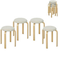 ESSZIMMERHOCKER 4er Set Stapelhocker Runde Hocker, Cremeweiß - Weiß, Holzwerkstoff (40/45/40cm) - HOMCOM