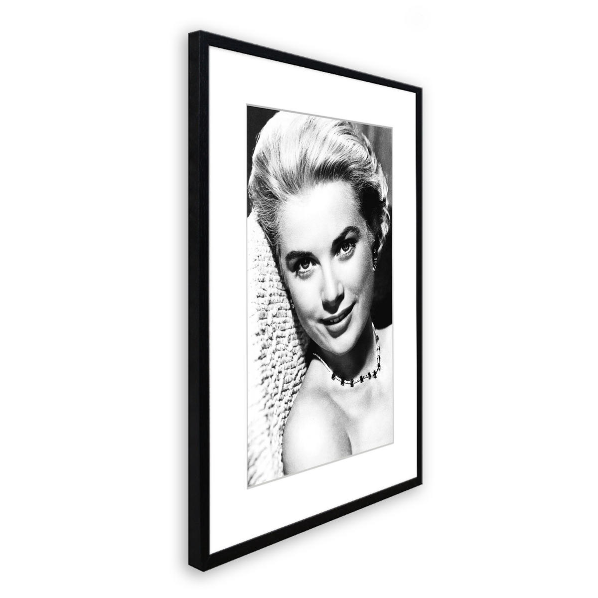 BILD mit Rahmen 51x71 cm Grace Kelly Schwarz-Weiß - Weiß, Holz (51/71cm) - artissimo