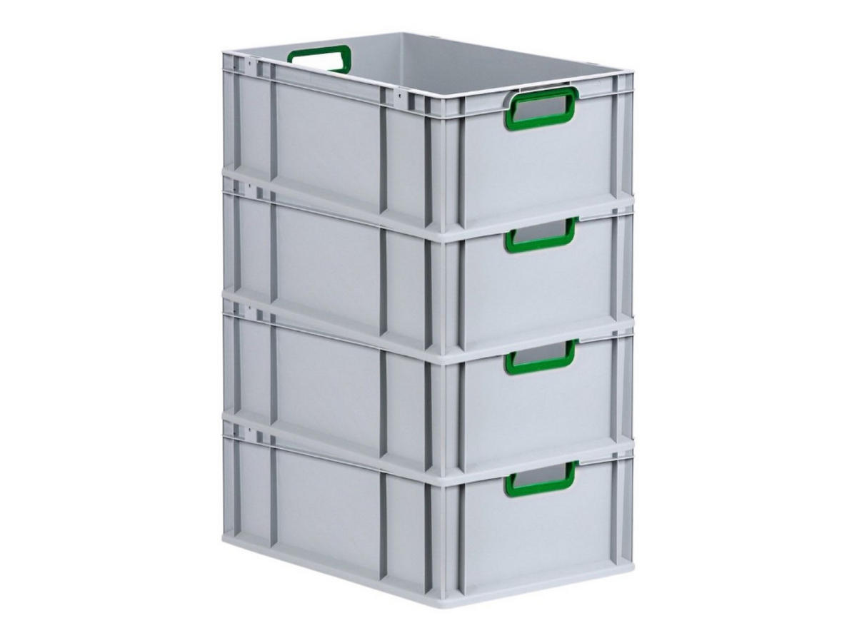 EUROBOX 4x Nextgen Color 22x40x60cm 44 Liter Griffe Grün Offen - Grün, Kunststoff (40/17/60cm) - PROREGAL