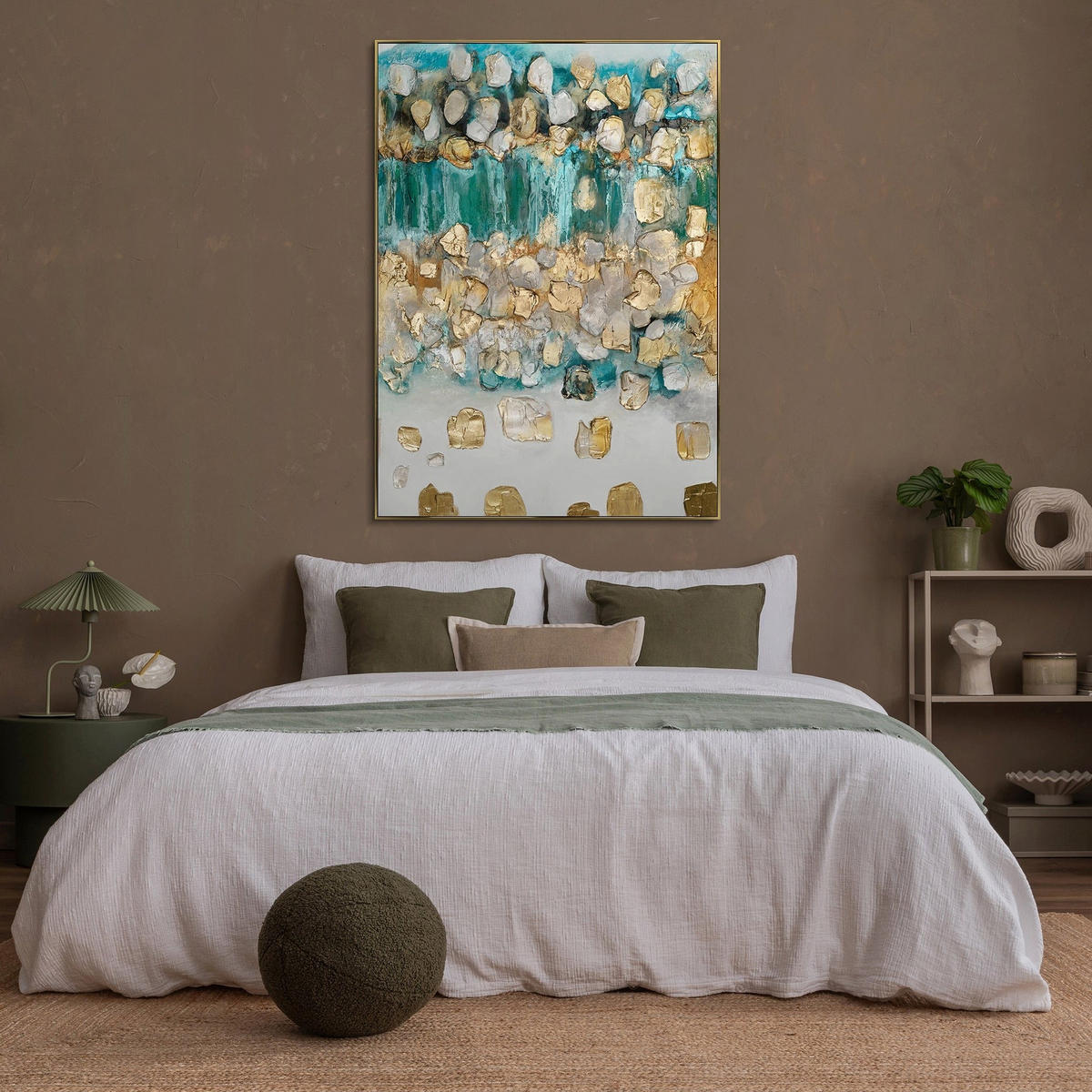 GEMÄLDE Rhythmus der Unendlichkeit Schattenfugenrahmen Gold 140x100 cm - Goldfarben, Holz (140/100cm) - YS-art gallery