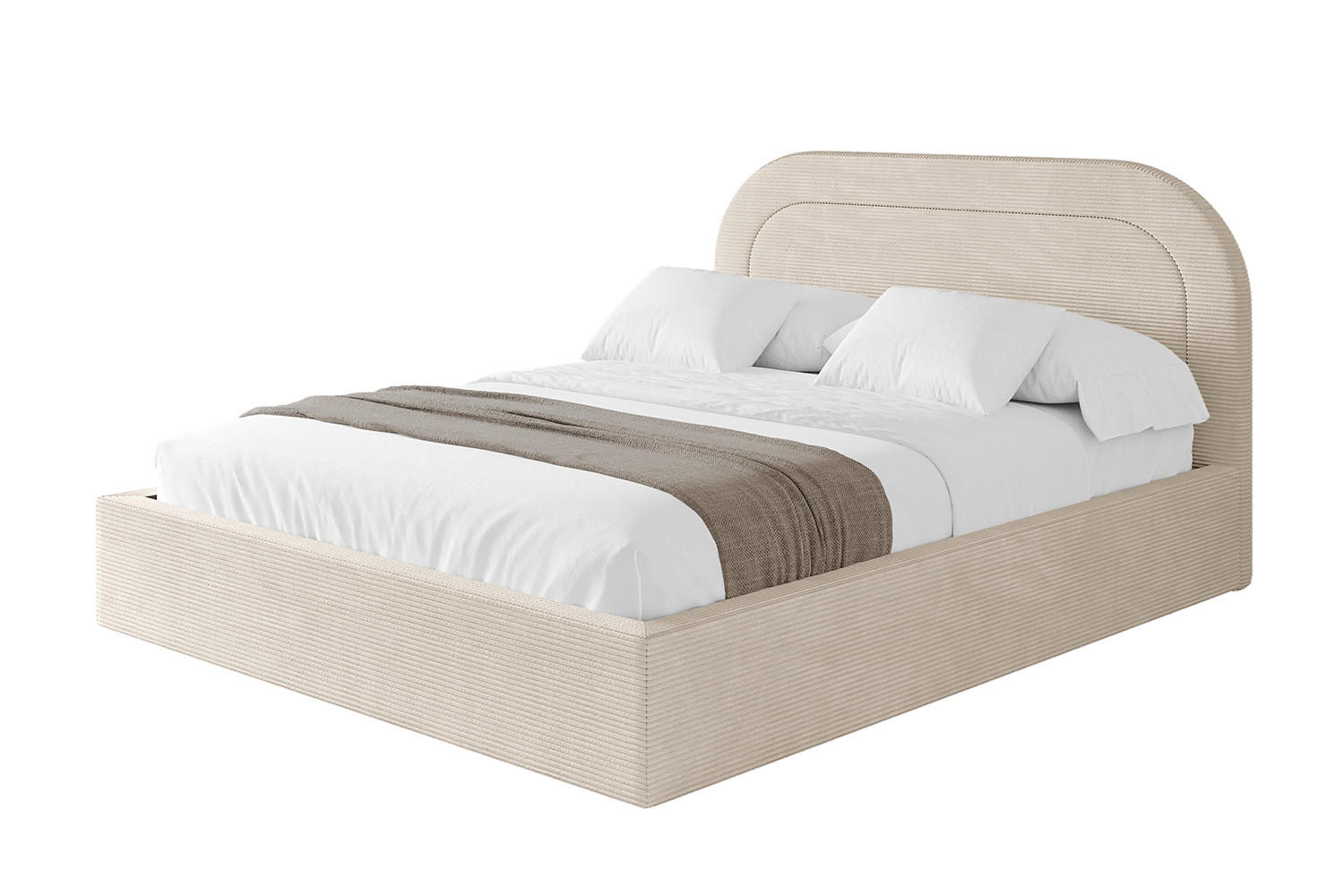 POLSTERBETT mit Bettkasten und Lattenrost, Bett mit Matratze H3/H4 - LERAY 180x200 Beige - Creme, Holzwerkstoff/Textil (180/200cm) - ALTDECOR