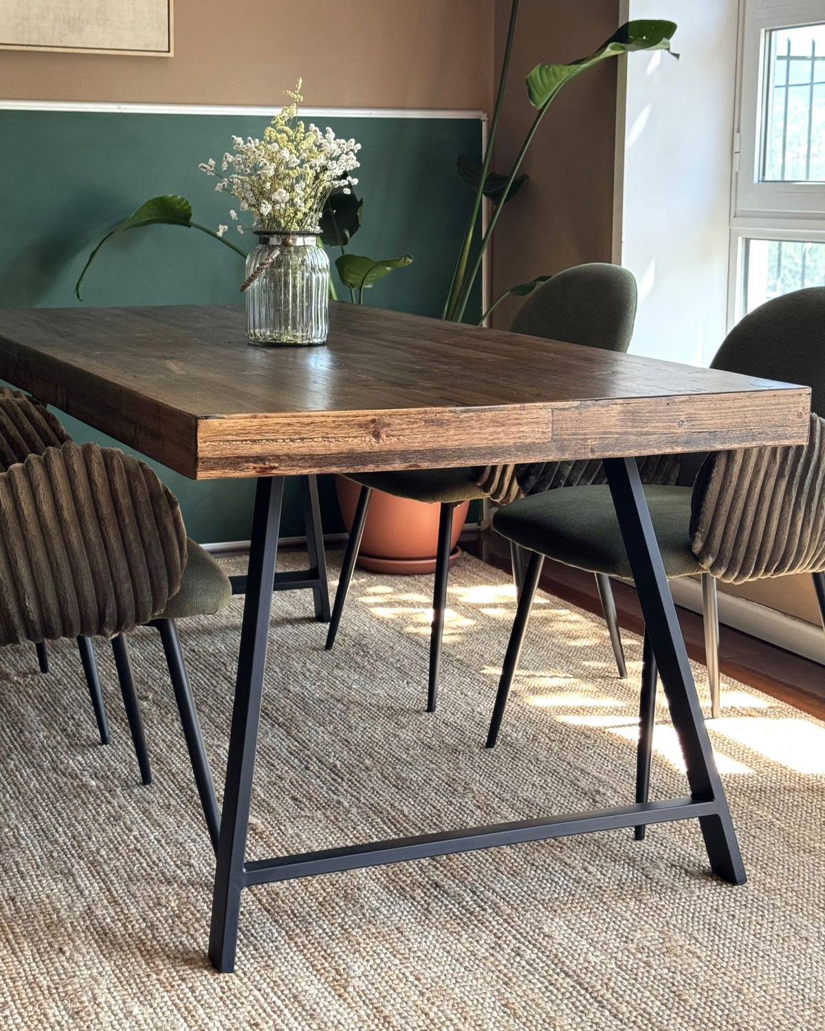 ESSTISCH 180/90 Dunkler Holzfarbton/Schwarz Warton - Dunkelbraun/Schwarz, Holz (180/90/74cm) - Beliani