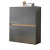HIGHBOARD grau matt, Eiche Wotan 100 cm, Kommode 4-türig - Eiche Wotan/Grau, Holzwerkstoff/Kunststoff (100/120/40cm) - Furn.Design