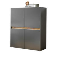 HIGHBOARD grau matt, Eiche Wotan 100 cm, Kommode 4-türig - Eiche Wotan/Grau, Holzwerkstoff/Kunststoff (100/120/40cm) - Furn.Design