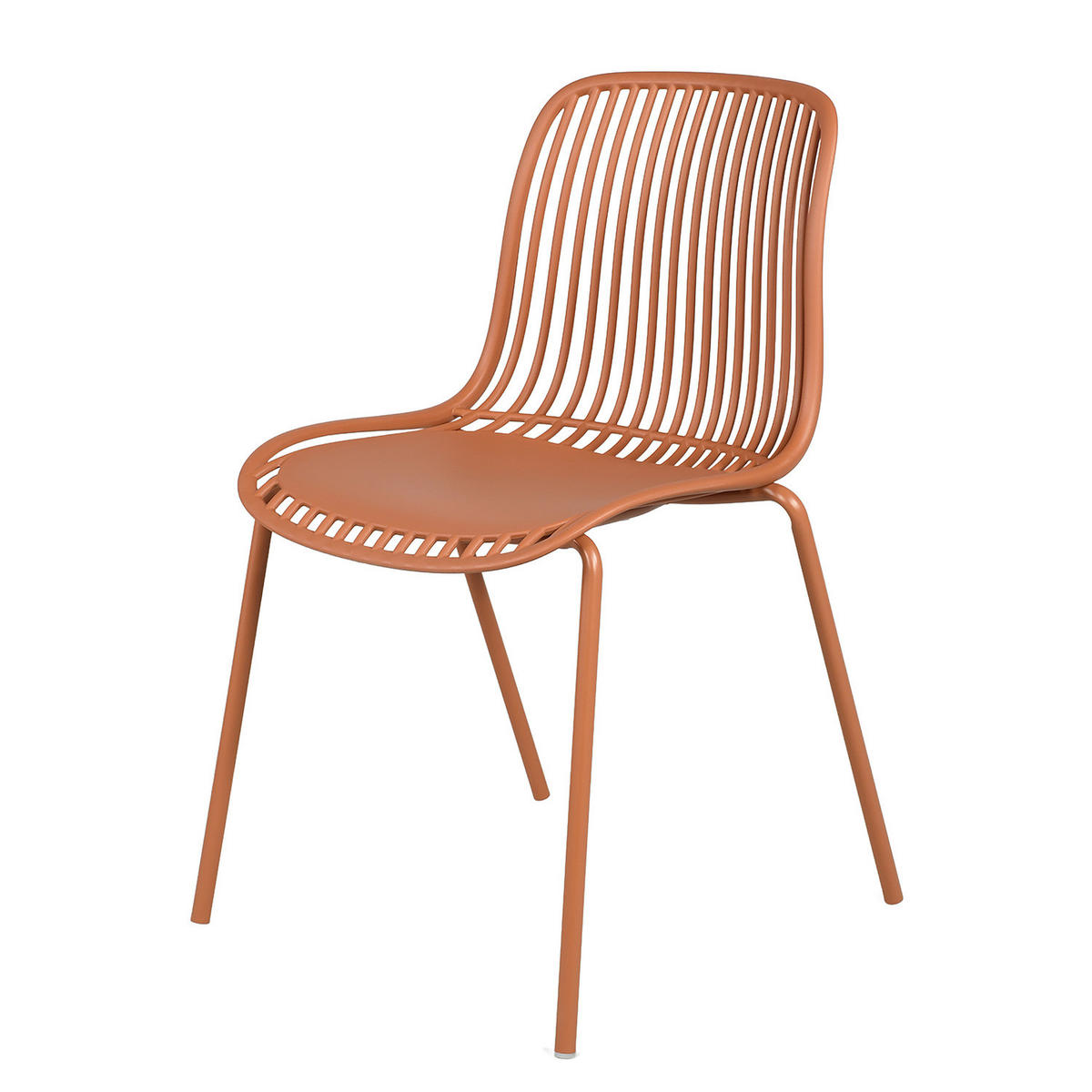 GARTENSTUHL - 4er-Set - Stahl / Polypropylen - Terracotta, Kunststoff/Metall (51/82/54cm) - home24