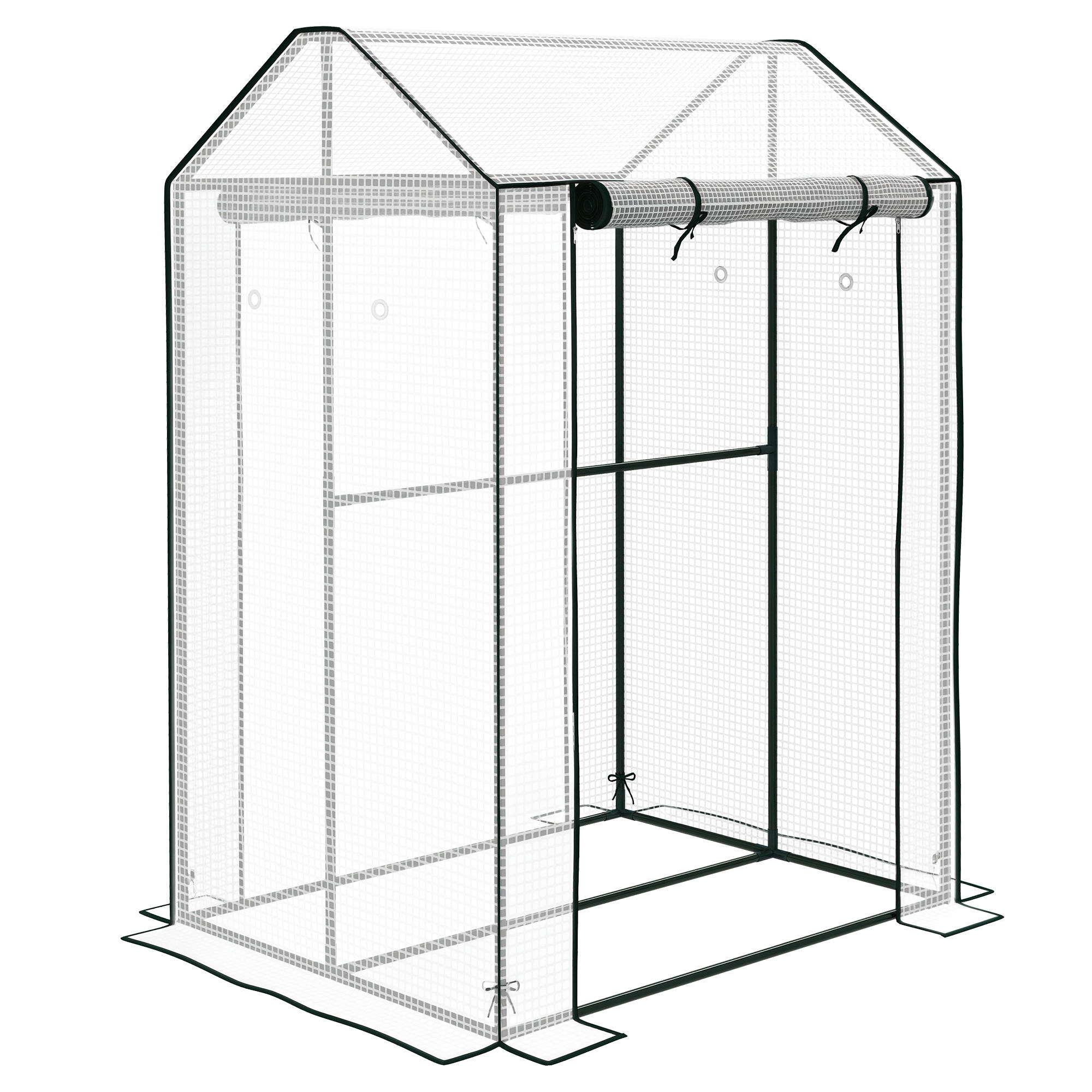 GEWÄCHSCHAUS DE-05699 Frühbeet, wetterbeständig, aufrollbare Tür Weiß/Grün - Weiß, Kunststoff/Metall (80/150/100cm) - ComfortXL