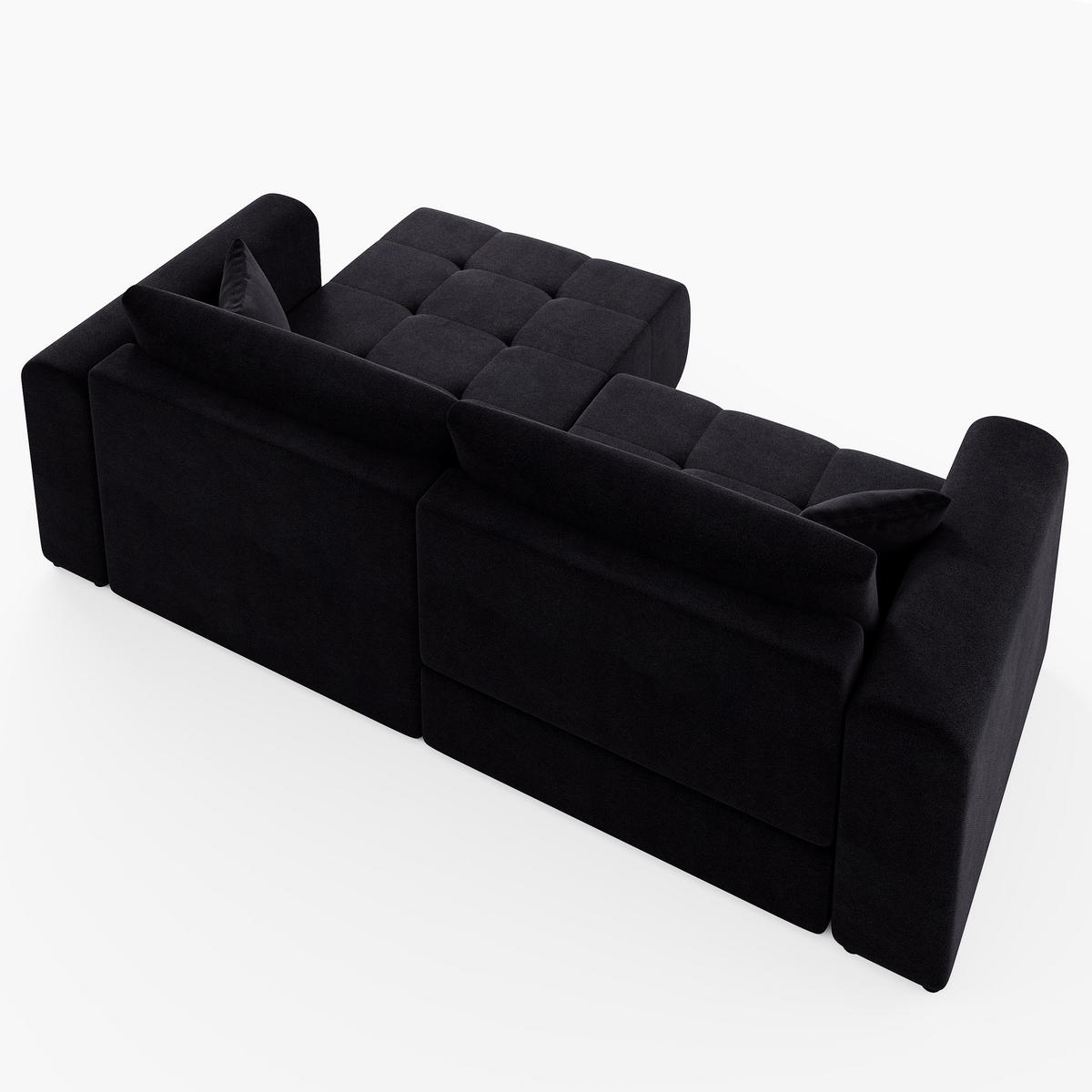 ECKSOFA RIVA Rechts Dunkelgrau Velours-Stoff Premium L-Form Couch mit Schlaffunktion & Bettkasten - Dunkelgrau/Schwarz, Holz (160/255cm) - Barchello