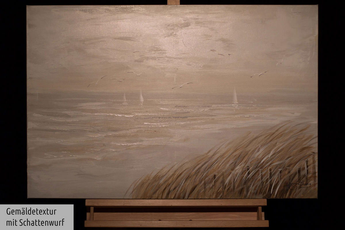 ÖLGEMÄLDE 90/60 cm - Beige, Holz/Textil (1.38/60cm) - KUNSTLOFT