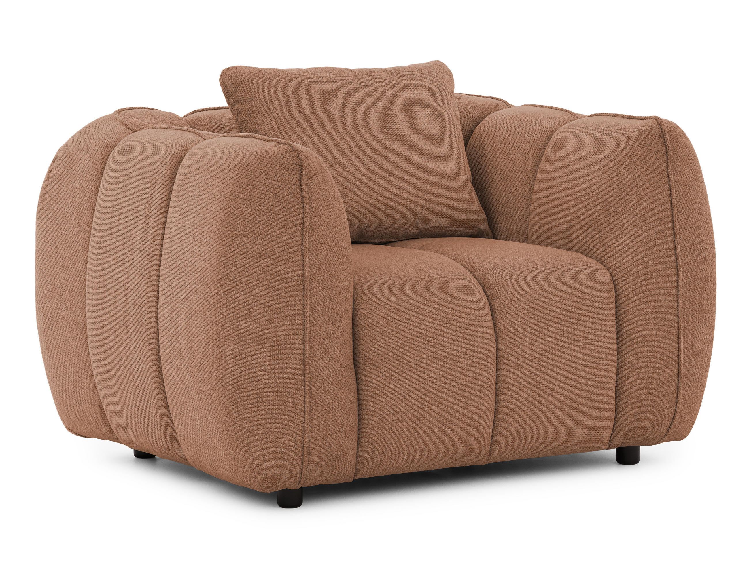 S-Style KŘESLO Nubira v hluboce prošívaném designu Bubble z měkké strukturované látky v terakotové barvě s moderním vzhledem