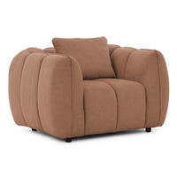 SESSEL Nubira in tief gesteppter Bubble-Optik aus weichem Terrakotta Strukturstoff im modernen Design - Terracotta/Schwarz, Holz/Kunststoff (115/69/89cm) - S-Style Möbel