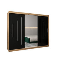 SCHWEBETÜRENSCHRANK 200/250/62 3-türig - Silberfarben/Schwarz, Holz/Kunststoff (250/200/62cm) - Abiks Möbel