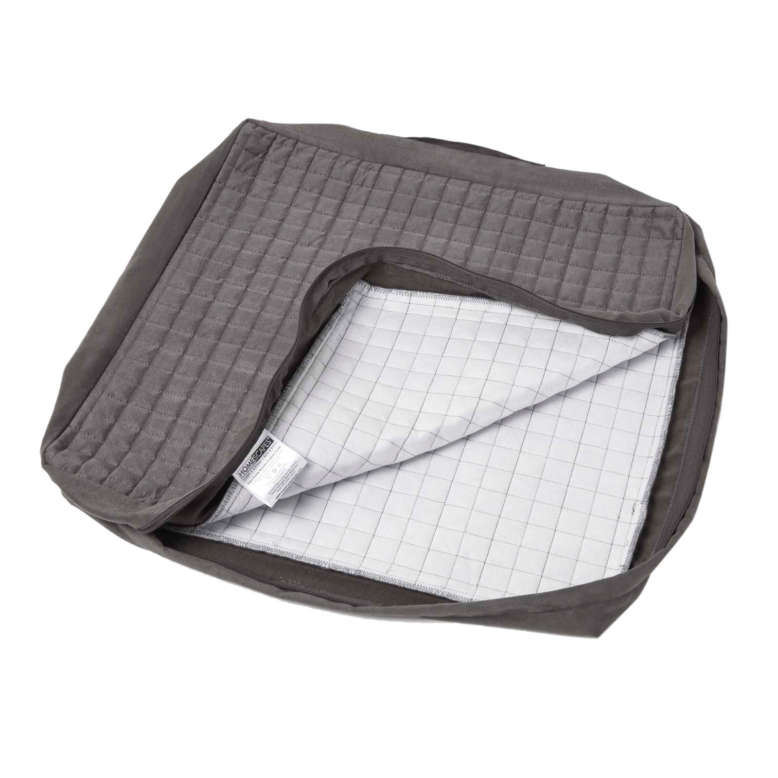 SITZKISSEN-BEZUG grau 50/50/10 – Kissenhülle wattiert, Velours - Grau, Textil (50/50/10cm) - Homescapes