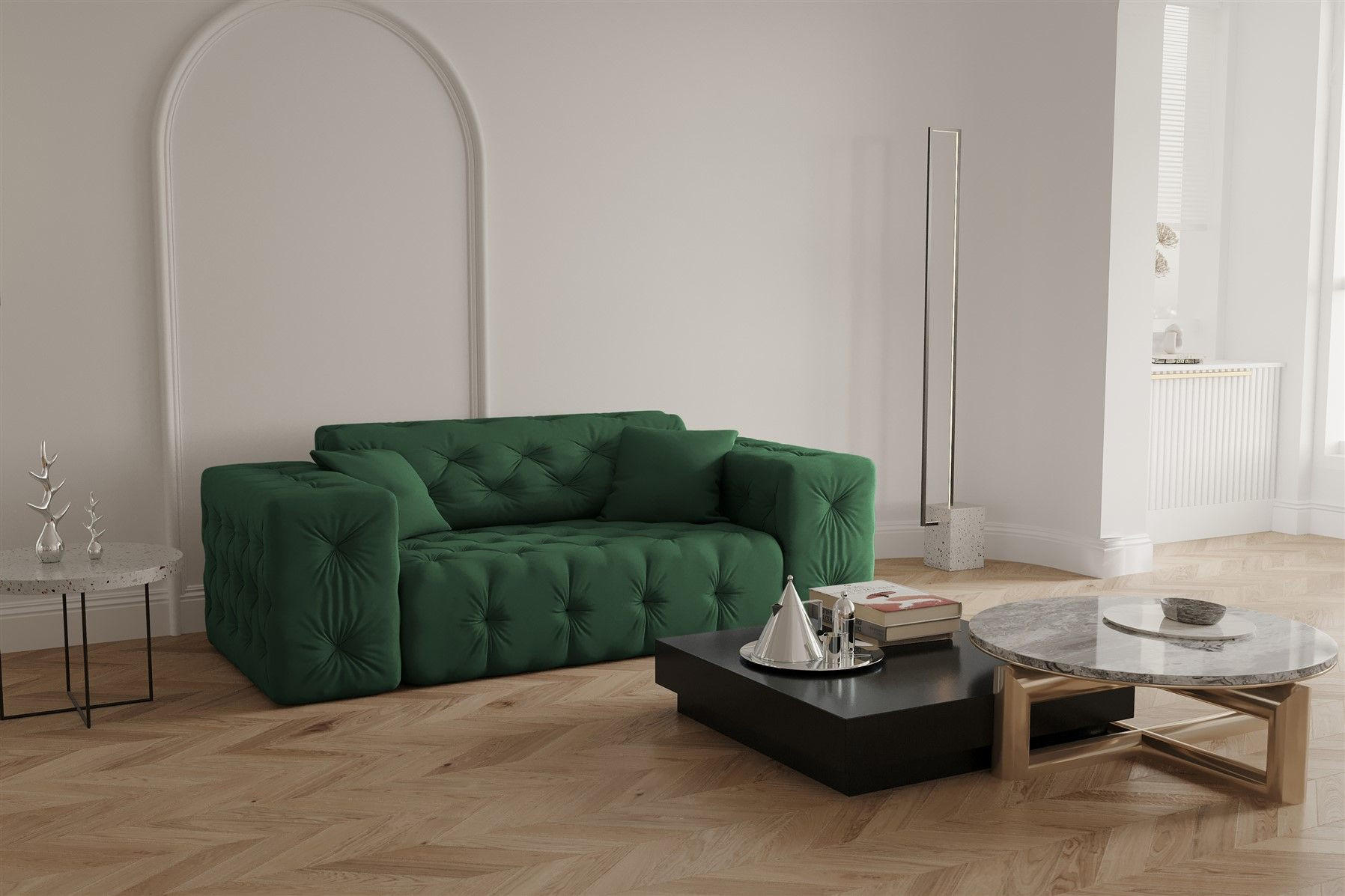 SOFA 2-sitzer Chantal - Grün, Holzwerkstoff/Textil (186/78/96cm) - Fun Möbel