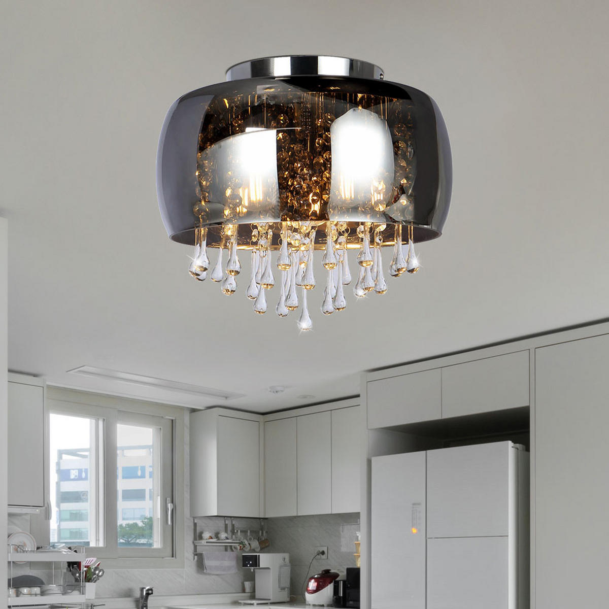 LED HÄNGELEUCHTE Kalla Chrom Klar - Silberfarben, Metall (35/35/28cm) - Globo Lighting