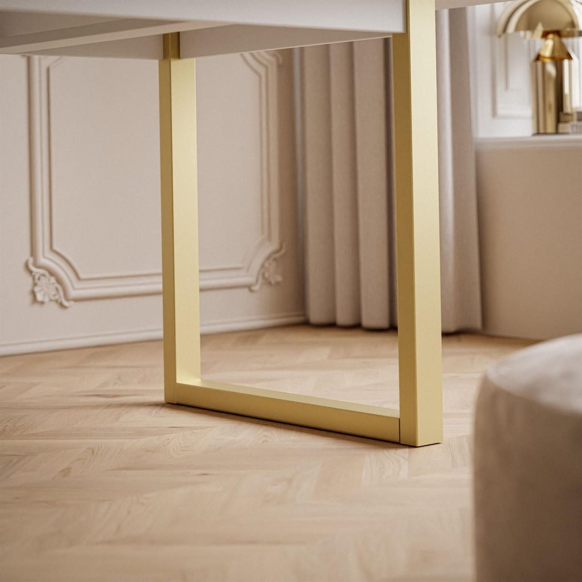 ESSTISCH ARTON GOLD II 140-195 cm für 6-8 Personen - Goldfarben/Schwarz, Holzwerkstoff/Metall (140/80/77cm) - Lookway