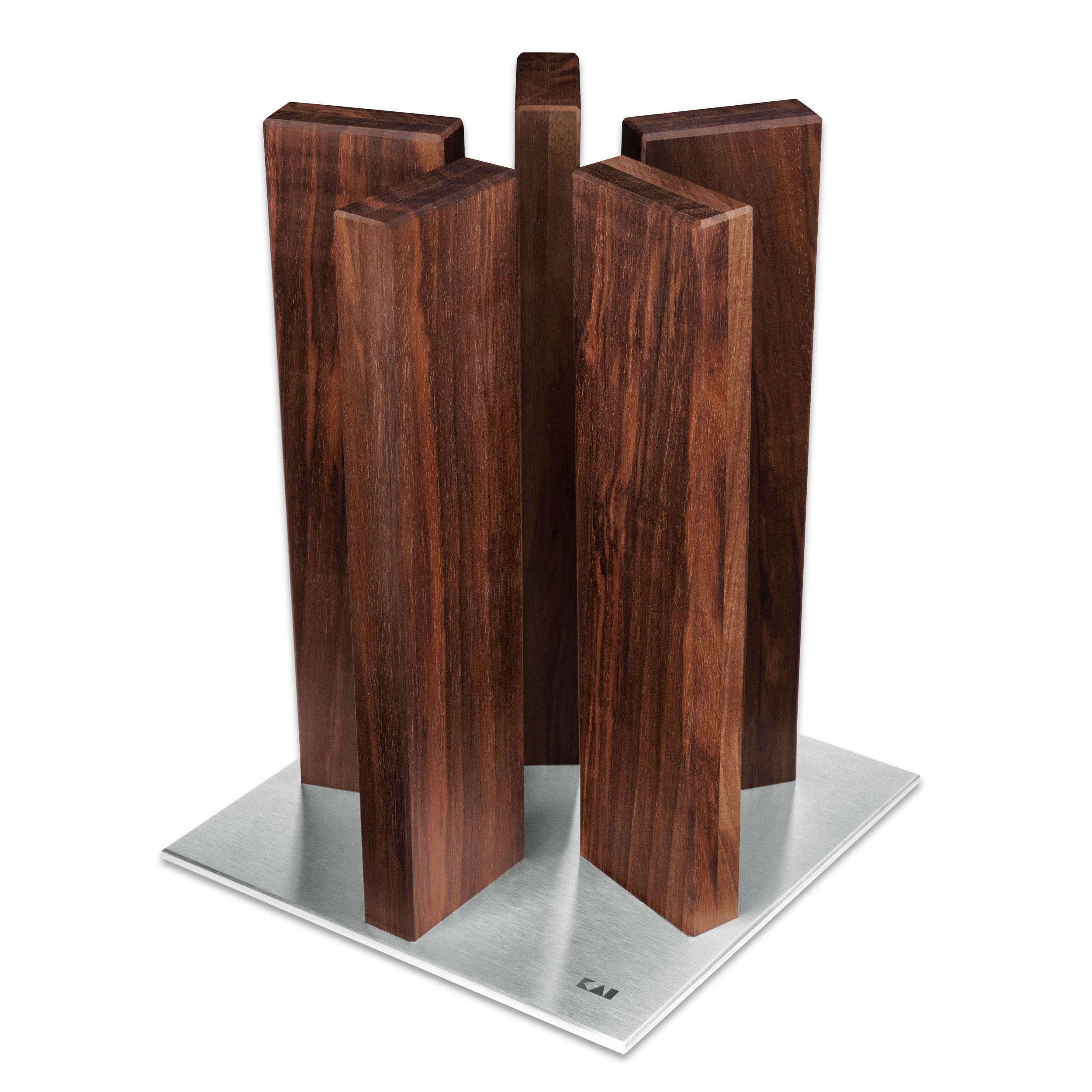 MESSERBLOCK Stonehenge Walnuss, magnetisch für 10 Messer, mit Edelstahlfuß, 28 cm - Braun, Metall (24.5/31.5/24.5cm) - Kai Messer