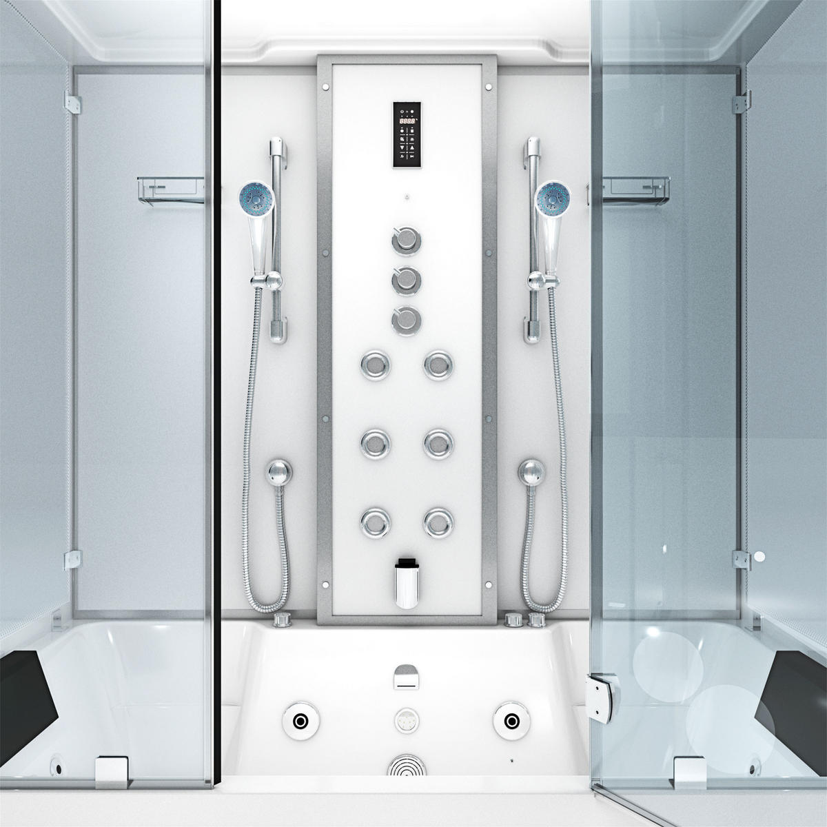 BADEWANNE Dusche K80-WS-TH-B-EC-EA Duschtempel - Weiß, Glas/Kunststoff (180/100/228cm) - AcquaVapore by Sandra Jentho