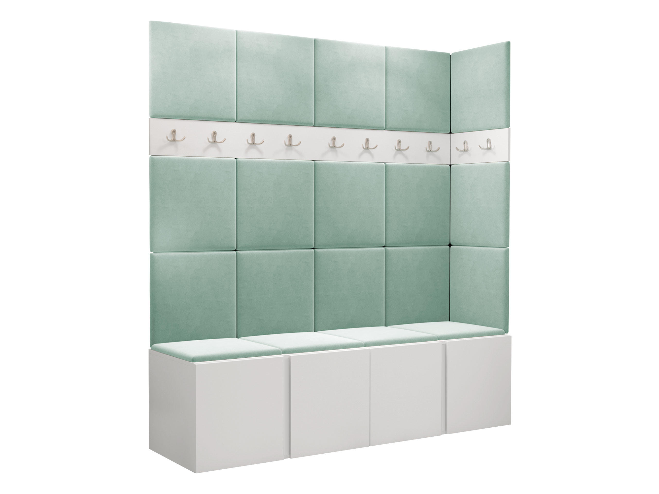 GARDEROBEN-SET Orion II - Weiß/Mintgrün, Holzwerkstoff/Kunststoff (168/186/46cm) - MIRJAN24