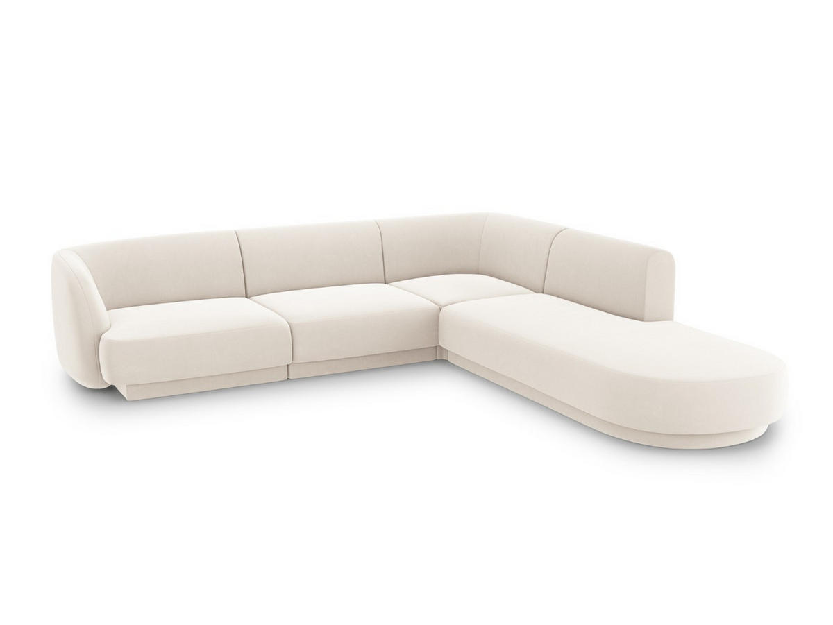 ECKSOFA rechts Miley aus Samt leichtes beige 6 Sitzplätze - Beige, Textil (248/255cm) - Micadoni