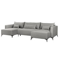 WOHNLANDSCHAFT - Schwarz/Grau, Textil (382/81/148cm) - home24