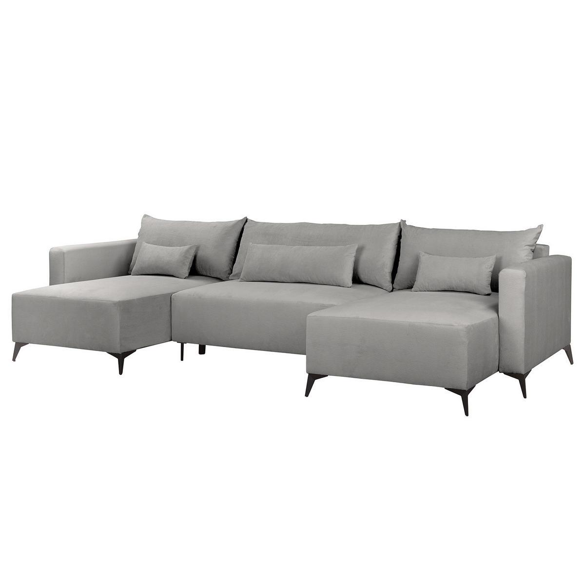 WOHNLANDSCHAFT - Schwarz/Grau, Textil (382/81/148cm) - home24