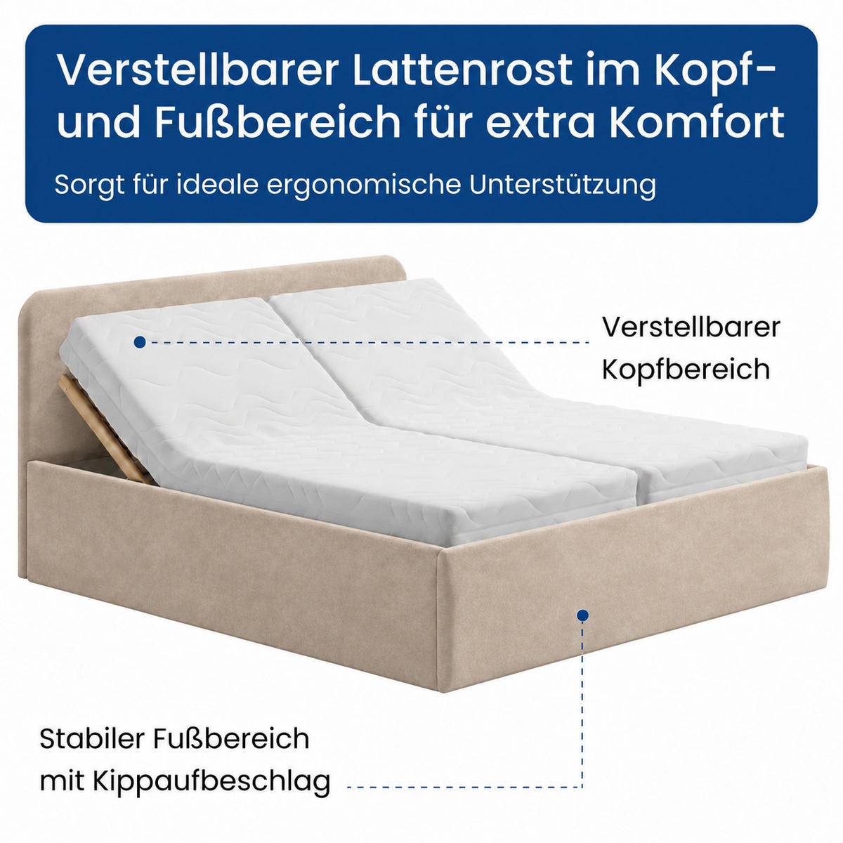 POLSTERBETT 200x200 cm Microvelours in Sand - Sandfarben, Textil (200/200cm) - Home Collective