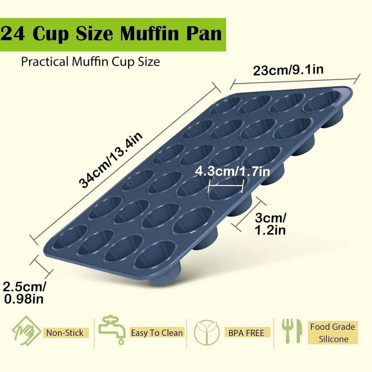 MUFFINBLECH 2 Stück Silikon Grau 34 x 23 x 2,5 cm - Schwarz, Kunststoff (34/2.5/23cm)
