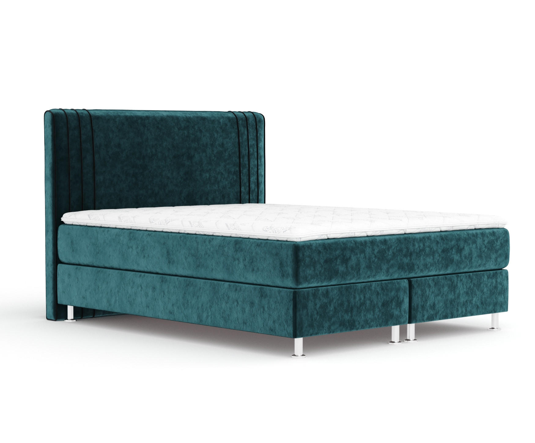 BOXSPRINGBETT Casone Türkisfarben/Schwarz 160/200 cm mit Latex-Topper - Türkis/Silberfarben, Holz/Holzwerkstoff (160/200cm) - Maison de Reve