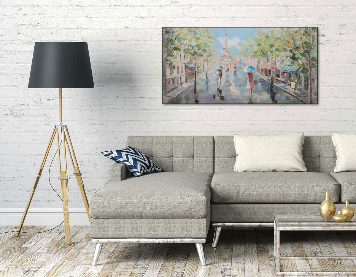 ACRYLBILD HANDGEMALT 120/60 cm - Blau, Holz/Textil (120/60cm) - KUNSTLOFT
