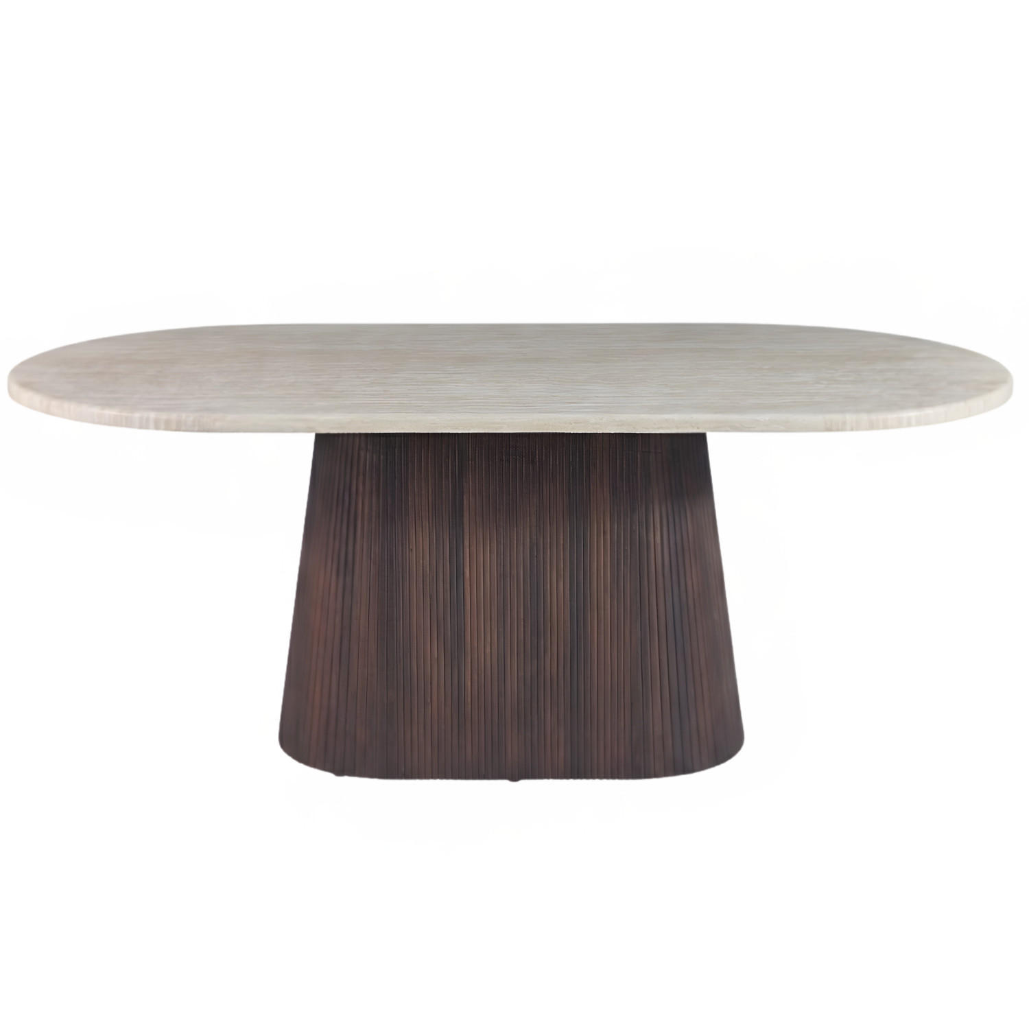 ESSTISCH Dervio braun oval Travertinoptik 200/100/75 cm - Braun, Holz/Stein (200/100/75cm) - alesvelt