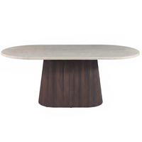 ESSTISCH Dervio braun oval Travertinoptik 200/100/75 cm - Braun, Holz/Stein (200/100/75cm) - alesvelt