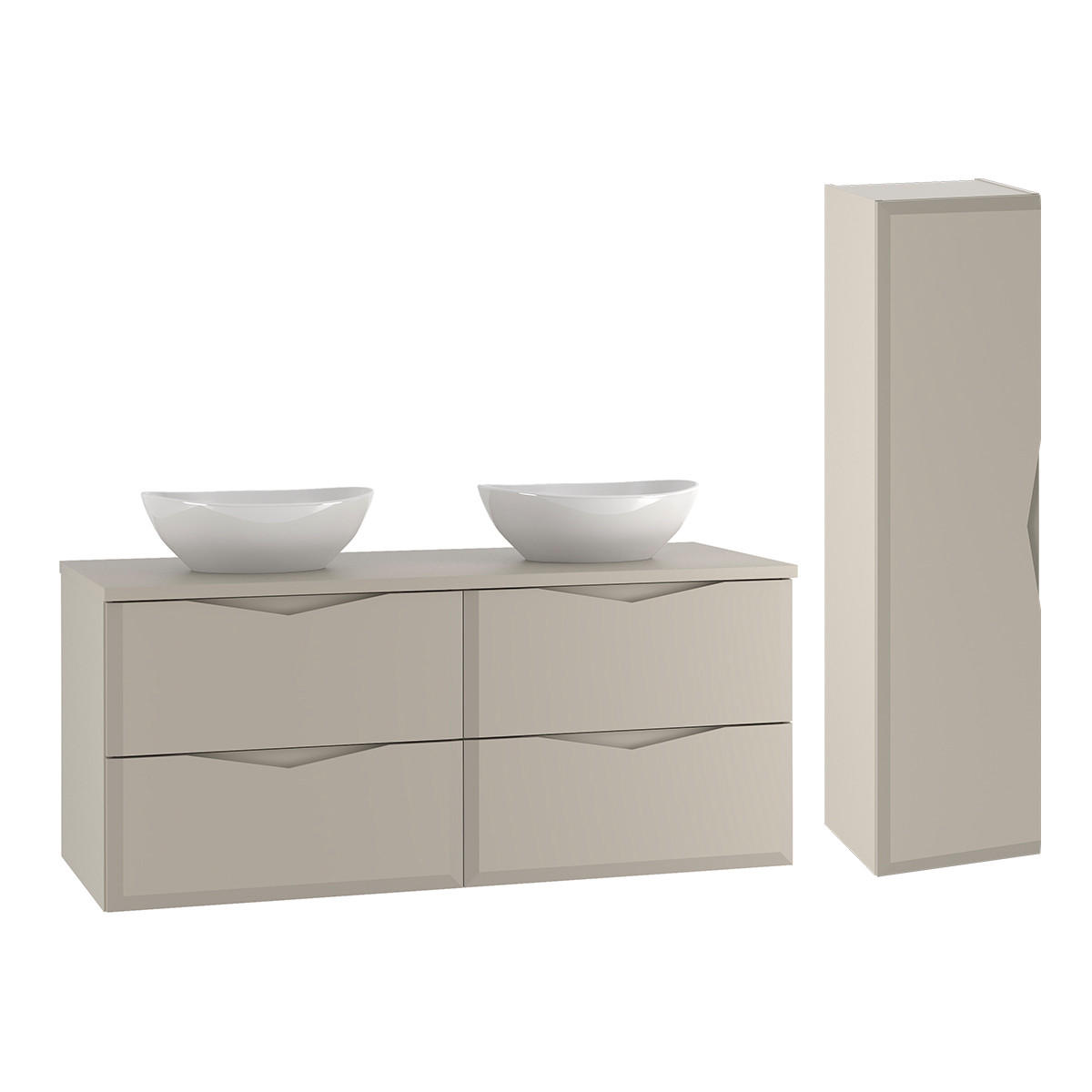 BADMÖBEL 120.6cm Ellie 2er-Set Kaschmir - Beige, Holzwerkstoff (120.6/52.2/46.5cm) - Petits-meubles