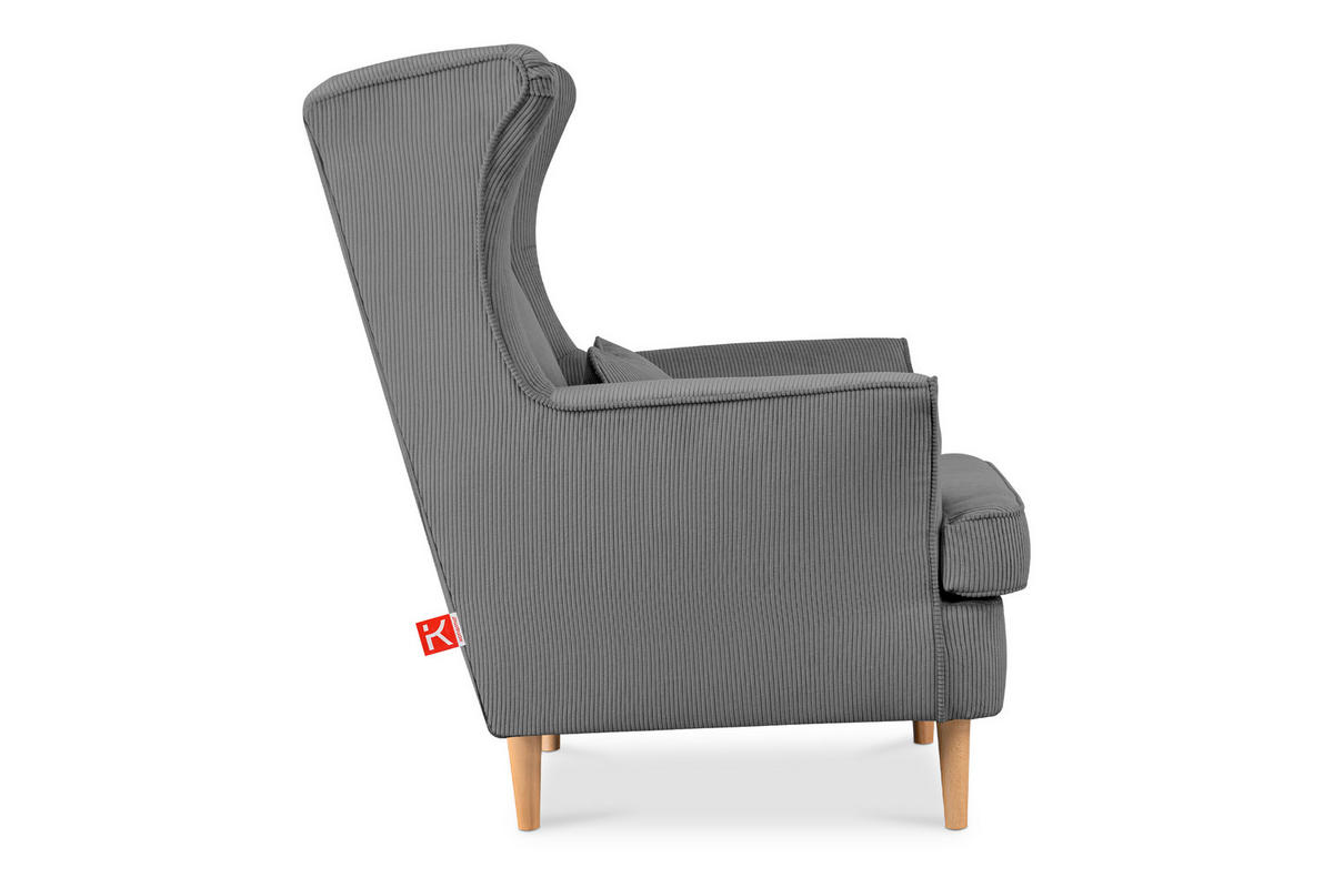 OHRENSESSEL STRALIS inklusive dekorativem Kissen, grau - Grau, Textil (82/108/80cm) - KONSIMO®