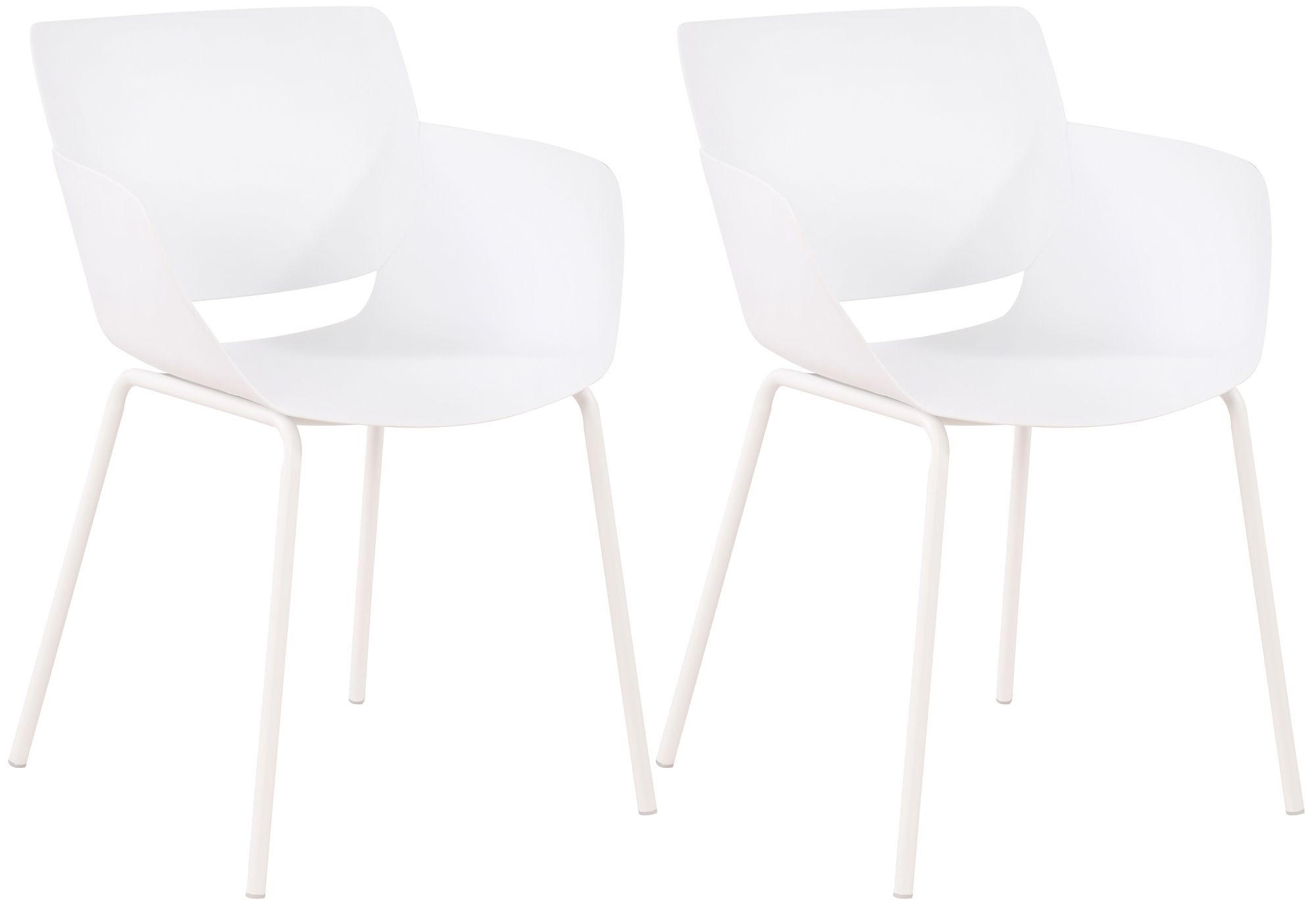 STUHL 2er Set Kunststoff Weiß - Weiß, Kunststoff/Metall (58/80/54cm) - CLP