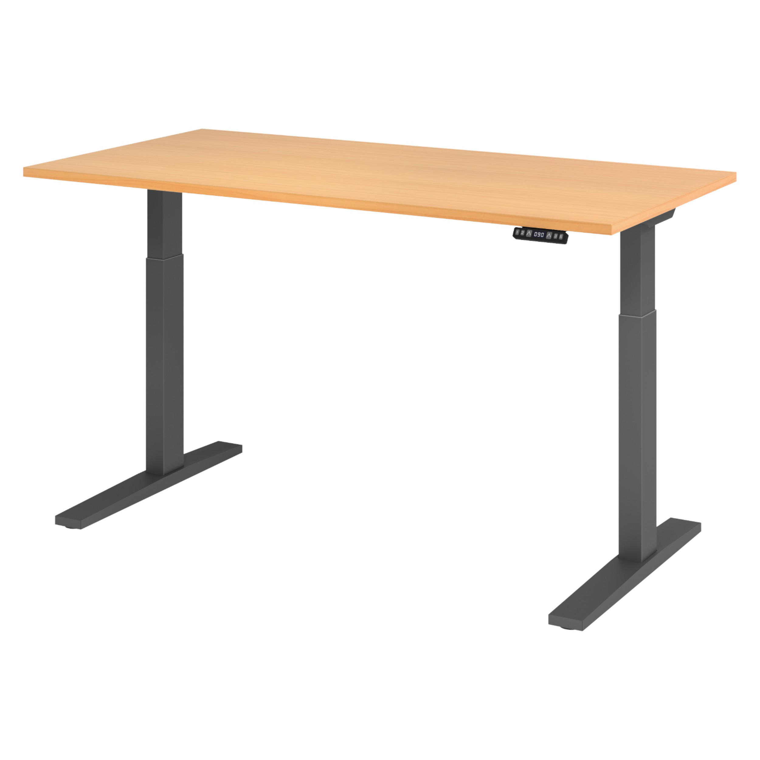 SCHREIBTISCH elektrisch XMKA 80/160/74 cm in Buchefarben/Graphitfarben - Buchefarben/Graphitfarben, Holzwerkstoff (80/160/74cm) - bümö