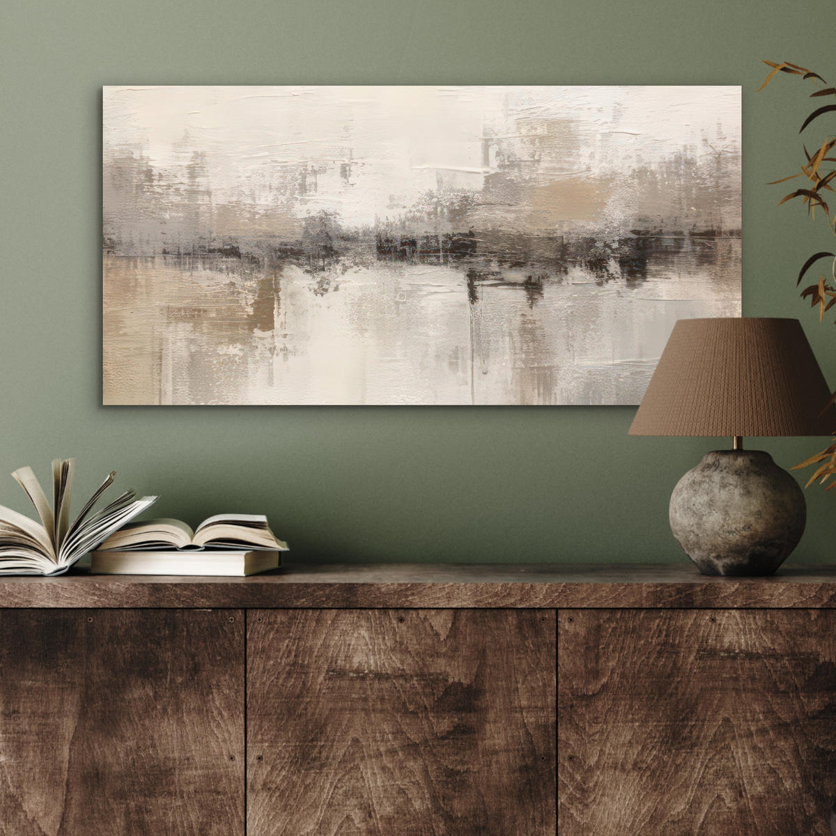 KOVOVÝ OBRAZ Moderné umenie - Abstraktné - Béžové 80x40 cm - béžová, kov (80/40cm) - MuchoWow