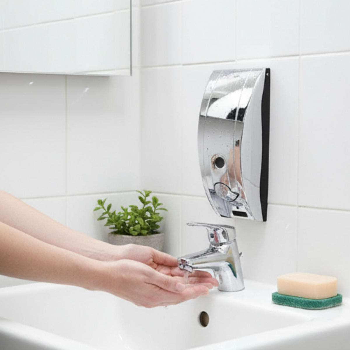 SEIFENSPENDER INNO Chrom 400 ml, Wandspender, 1 Fach, Kunststoff, Flüssigseife, Badzubehör, Hygienespender, Badezimmer Zubehör, Pumpspender - Chromfarben, Kunststoff (9.5/27/8.5cm) - JUNG