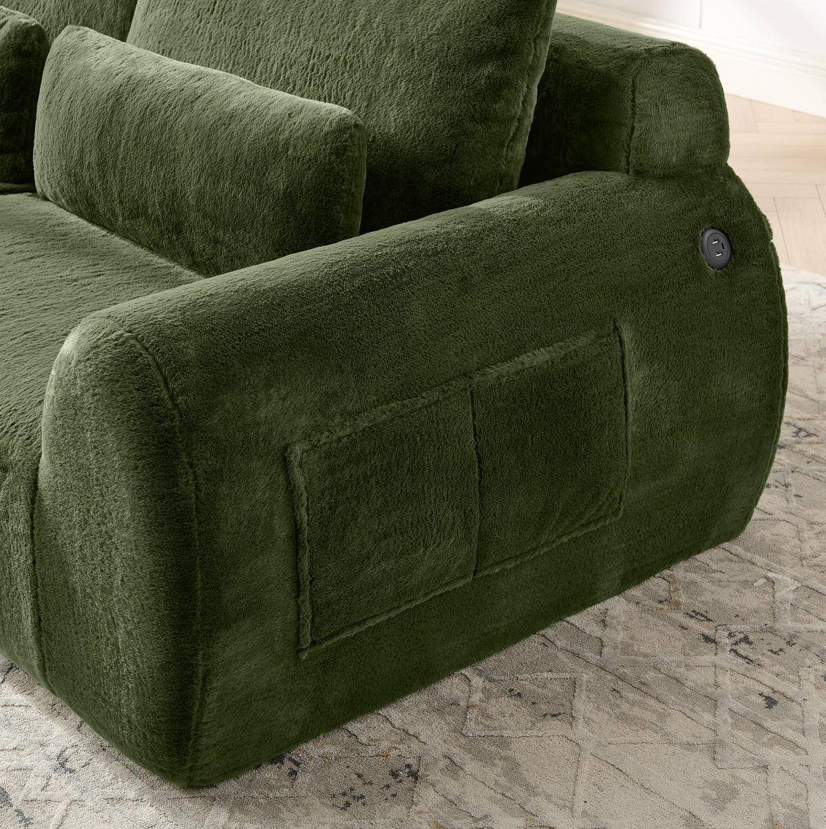 SOFA mit USB-Anschluss 2-Sitzer Green - Grün, Kunststoff (208/81/101cm) - Meubliv