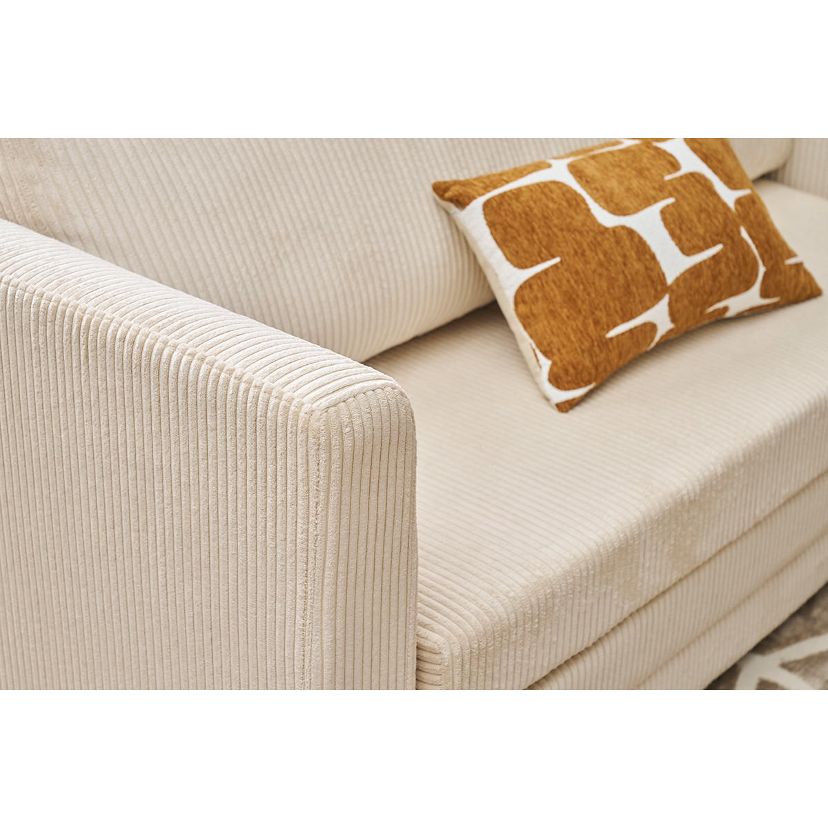 SCHLAFSOFA 2-Sitzer Beige Cordstoff LEON - Beige, Textil (71/78/147cm) - Miliboo