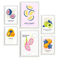 POSTER Set Mit 6 Seltene Früchte Größe A3 & A4 Weißer Rahmen - Weiß, Papier (29.7/1cm) - Nacnic