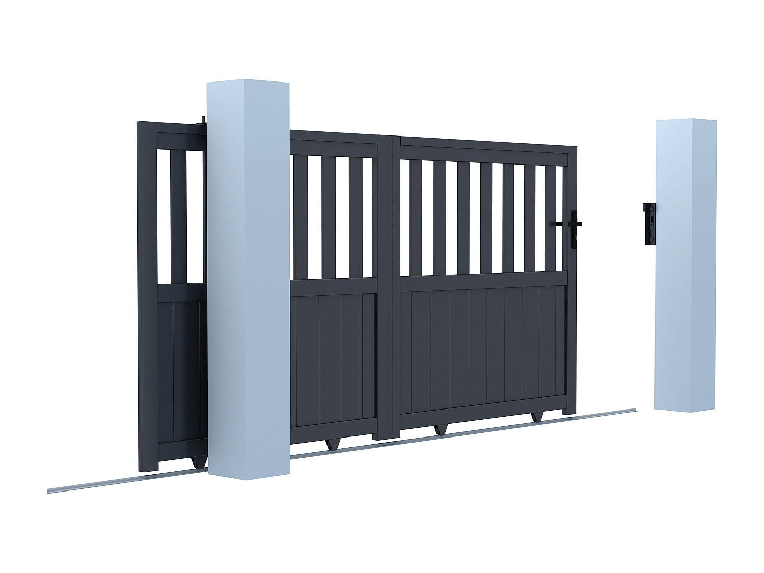 SCHIEBETOR - 384.8cm x 4.5cm - PVC - anthrazitgrau - TARNOS II - Anthrazit, Kunststoff (384.8/140cm) - Vente-Unique