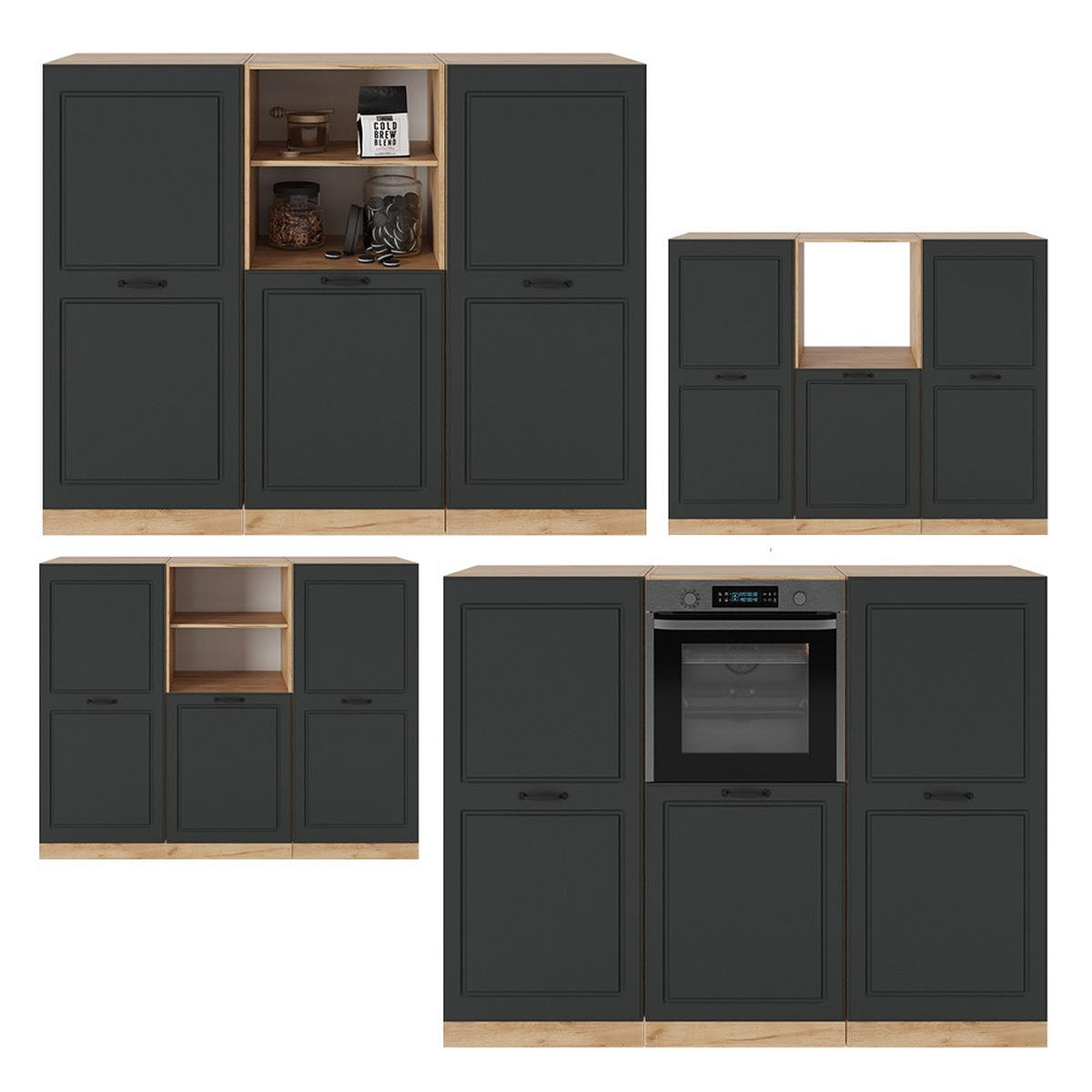 BLOC DE BUCĂTĂRIE R-Line Casa de țară antracit / stejar auriu 180 cm fara blat - stejar miere/antracit, compozit lemnos (180/143/46cm) - Vicco