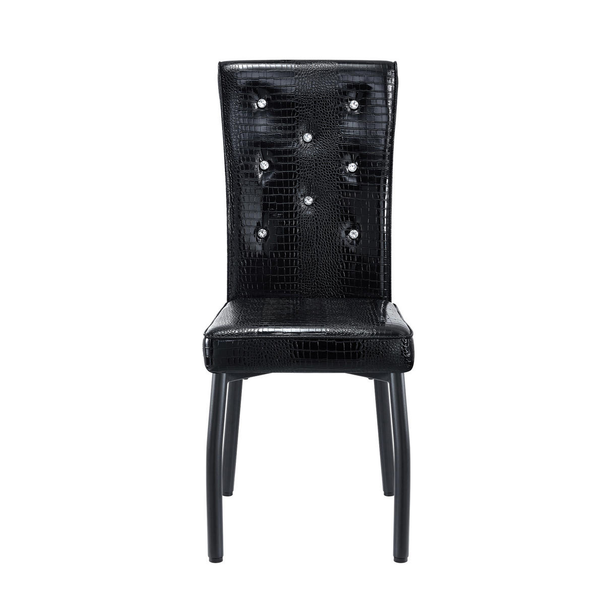 ESSZIMMERSTUHL 2er-Set Vintage PVC Schwarz mit Metallbeinen - Schwarz, Metall (42/101/61.7cm) - Meubliv