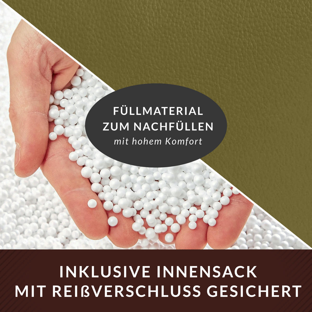 INDOOR HOCKER Cube eckig Kunstleder - Grün, Textil (40/40/40cm) - Green Bean