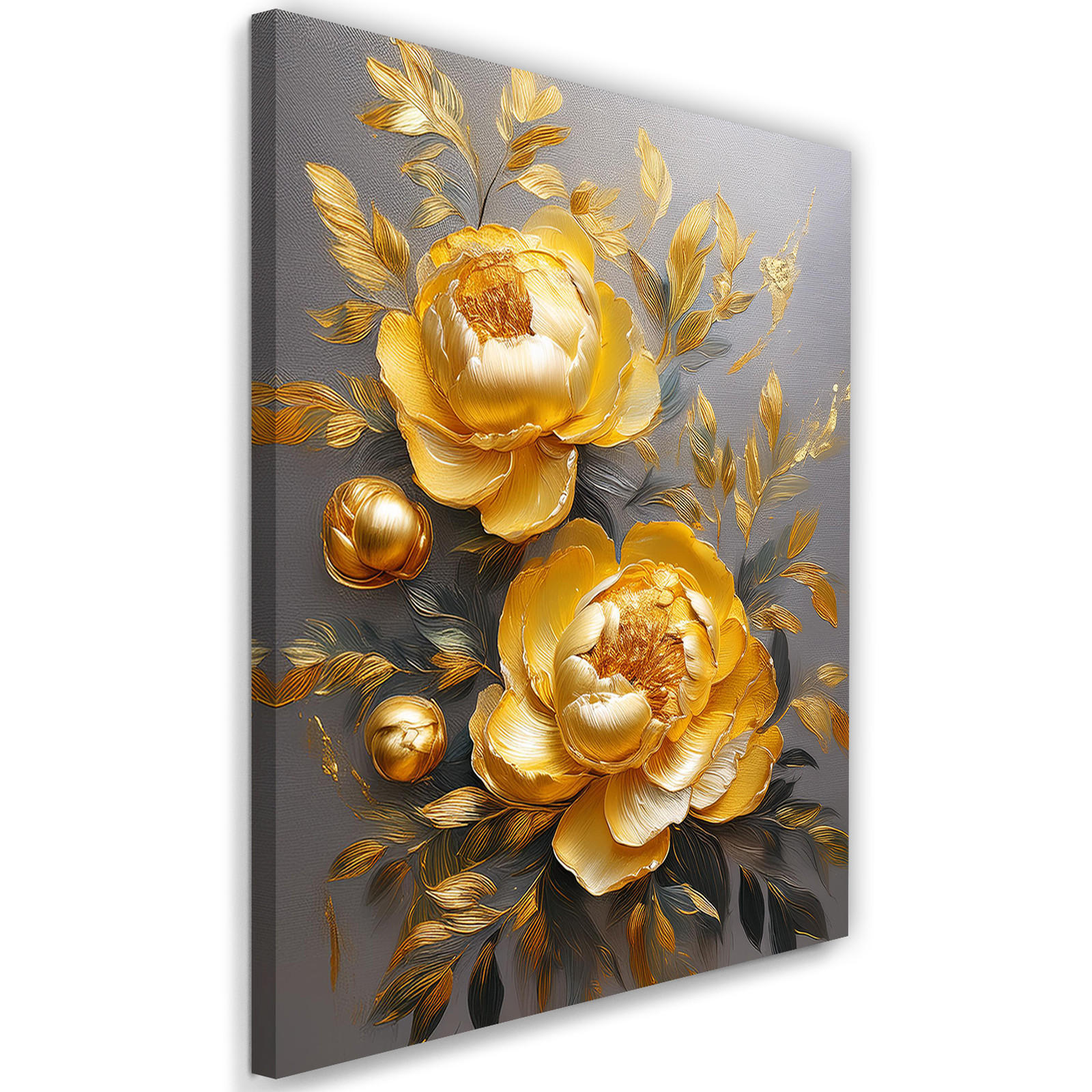 WANDBILD goldene pfingstrose blumenglanz - Goldfarben, Textil (40/60cm) - Feeby