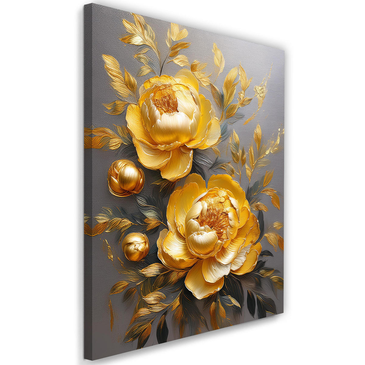 WANDBILD goldene pfingstrose blumenglanz - Goldfarben, Textil (40/60cm) - Feeby